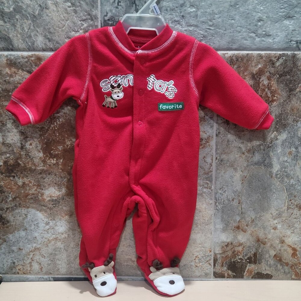 Santas Favorite Reindeer Red Christmas Sleeper for Newborn Babies